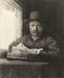 Self-portrait etching at a window, 1648 (etching) | Obraz na stenu