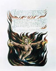 America a Prophecy; 'Thus wept the Angel voice', the emergence of Orc (the embodiment of Energy) from captivity to which he had been submitted by his parents Los and Enitharmon, 1793 (relief etching and w/c) | Obraz na stenu