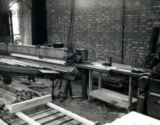 Woodworking, c.1960 (b/w photo) | Obraz na stenu