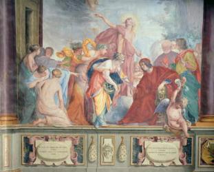 Lorenzo de Medici and Apollo welcome the muses and virtues to Florence (fresco) | Obraz na stenu