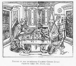 Erasmus and his secretary Gilbert Cousin (woodcut) | Obraz na stenu