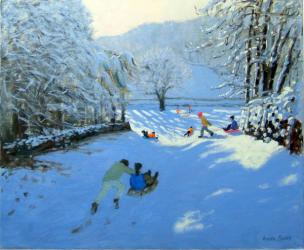 Pushing the Sledge, Youlgreave (oil on canvas) | Obraz na stenu