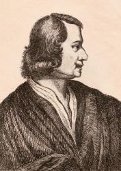 Nicolas Poussin, illustration from '75 Portraits Of Celebrated Painters From Authentic Originals', published in London, 1817 (engraving) | Obraz na stenu