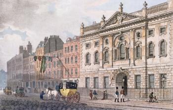 The South front of Ironmongers Hall, from 'R. Ackermann's Repository of Arts' 1811 (colour litho) | Obraz na stenu