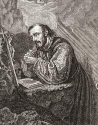 Saint Francis of Assisi, born Giovanni Francesco di Bernardone, 1181  1226. Italian Catholic friar and preacher. After the painting by Lodovico Cardi, 1559 1613 aka Cigoli. From Histoire des Peintres, École Florentine, published 1876 (litho) | Obraz na stenu
