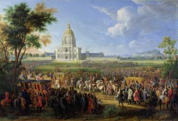 Louis XIV (1638-1715) and his Entourage Visiting Les Invalides, 26th August 1706 (oil on canvas) | Obraz na stenu