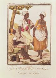 Negro and Negress from Martinique Dancing 'la Chica', engraved by Lachuassee, 1805 (coloured engraving) | Obraz na stenu