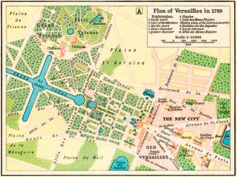 Plan of Versailles, France in 1789. From Historical Atlas, published 1923. | Obraz na stenu