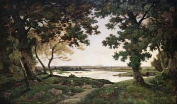 Wooded Landscape with a Sandy River, 1882 (oil on canvas) | Obraz na stenu