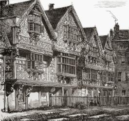 St. Peter's Hospital, Bristol, England in the 19th century before its destruction in the Bristol Blitz of 1940. From Cities of the World, published c.1893. | Obraz na stenu