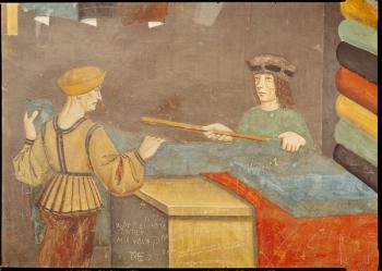 A Cloth Merchant Measuring Cloth (fresco) | Obraz na stenu