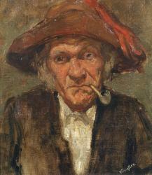 Man smoking a pipe, c.1859 (oil on canvas) | Obraz na stenu