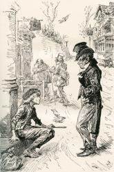 Oliver Falls in with The Artful Dodger. " Hullo, my covey, what's the row?" said this strange young gentleman to Oliver. " I am very hungry and tired," replied Oliver; the tears standing in his eyes as he spoke. " I have walked a long way. I have been wal | Obraz na stenu