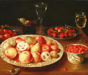 Still Life with Fruit in Wan-Li Porcelain Bowls (oil on panel) | Obraz na stenu