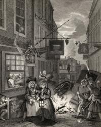 Times of the Day: Night, from 'The Works of William Hogarth', published 1833 (litho) | Obraz na stenu