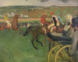 The Race Course - Amateur Jockeys near a Carriage, c.1876-87 (oil on canvas) | Obraz na stenu