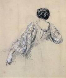 Back of a Young Woman (study for 'La Malaria') (chalk on paper) | Obraz na stenu