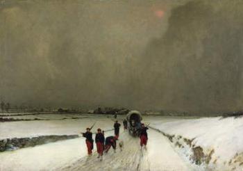 The Stragglers, Snow Effect, 1870 (oil on canvas) | Obraz na stenu