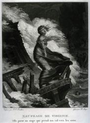 Shipwreck of Virginie, illustration for 'Paul et Virginie' by Bernardin de Saint-Pierre (1737-1814) engraved by Barthelemy Roger (1767-1841) (engraving) (b/w photo) | Obraz na stenu