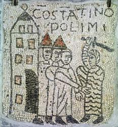 Pavement of St. John the Evangelist, detail of the Siege of Constantinople in June 1204, 1213 (mosaic) | Obraz na stenu