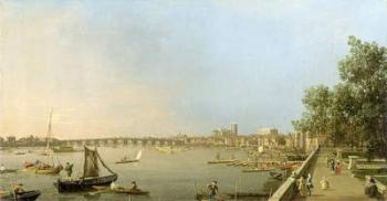 The Thames from the Terrace of Somerset House, looking upstream Towards Westminster and Whitehall, c.1750 (oil on canvas) | Obraz na stenu