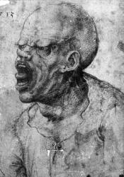 Portrait of a Man Shouting (charcoal on paper) (b/w photo) | Obraz na stenu