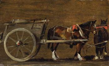 A Farm Cart with two Horses in Harness: A Study for the Cart in 'Stour Valley and Dedham Village, 1814' (oil on canvas on board) | Obraz na stenu