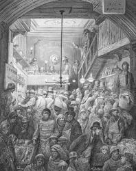 Billingsgate - Early Morning, from 'London, a Pilgrimage', written by William Blanchard Jerrold (1826-94), engraved by A. Doms, pub. 1872 (engraving) | Obraz na stenu