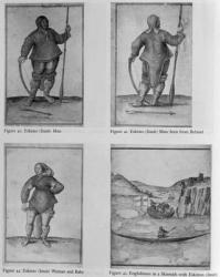 Eskimo (Inuit) Man; Eskimo (Inuit) Man Seen from Behind; Eskimo (Inuit) Woman and Baby; Englishmen in a skirmish with Eskimos (Inuit) (engraving) | Obraz na stenu