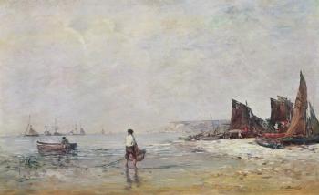 Fisherman in Villerville, Low Tide (oil on canvas) | Obraz na stenu