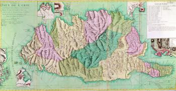 Military map of Corsica, 1768 (coloured engraving) | Obraz na stenu