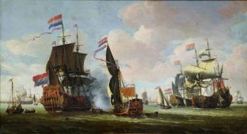 The Arrival of Michiel Adriaanszoon de Ruyter (1607-76) in Amsterdam (oil on canvas) | Obraz na stenu