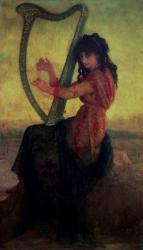 Muse Playing the Harp (oil on canvas) | Obraz na stenu