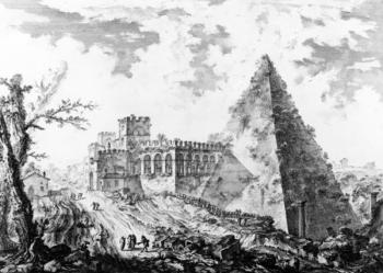 View of the Pyramid of Caius Cestius, from the 'Views of Rome' series, c.1760 (etching) | Obraz na stenu