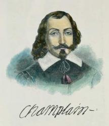 Samuel de Champlain (c.1567-1635) illustration from Volume IV of 'Narrative and Critical History of America', 1886 (engraving) (later colouration) | Obraz na stenu