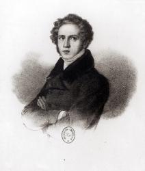 Portrait of Vincenzo Bellini (1801-35), engraved by Alessandro Focosi (1839-69) (litho) (b/w photo) | Obraz na stenu