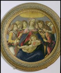 Virgin and Child with Six Angels, called The Madonna of the Pomegranate, c.1478-79 (tempera on panel) (see 148859 for detail) | Obraz na stenu