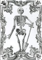 Skeleton with a Shovel (woodcut) (b/w photo) | Obraz na stenu