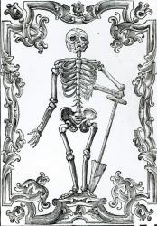 Skeleton with a Shovel (woodcut) (b/w photo) | Obraz na stenu