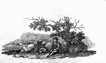 Man Seated by a Stunted Tree from 'History of British Birds and Quadrupeds' (engraving) | Obraz na stenu