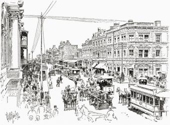 Commission Street, Johannesburg, South Africa in the 19th century. | Obraz na stenu