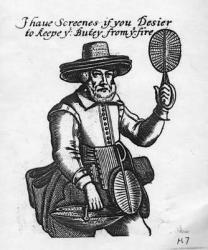 'I have screenes if you desier to keepe your buty from the fire', fire screen seller, c.1680 (woodcut) | Obraz na stenu