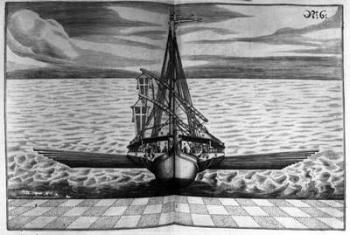 Front View of a Warship with Two Masts, illustration from 'Architectura Martialis' by Joseph Furrtenbach, published 1629 (engraving) | Obraz na stenu