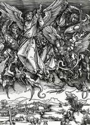 St. Michael fighting the Dragon, 1498 (woodcut) | Obraz na stenu