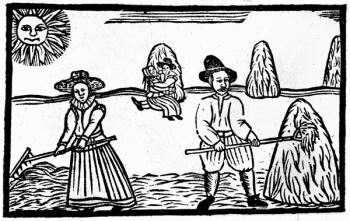 A Harvesting Scene, an illustration from 'A Book of Roxburghe Ballads' (woodcut) (b/w photo) | Obraz na stenu