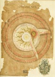 Ms Lat 696 W.8.20 fol.1r Sundial calendar, from 'Liber Physiognomiae', c.1440 (vellum) | Obraz na stenu