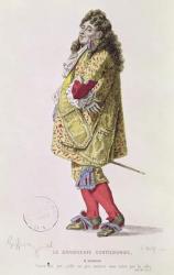 'Follow me, that I might a little show my dress about the town', illustration of Monsieur Jourdain from Act III Scene 1 of 'The Bourgeois Gentleman' by Moliere (1622-73) engraved by Ludwig Wolff (1776-1832) (coloured engraving) | Obraz na stenu