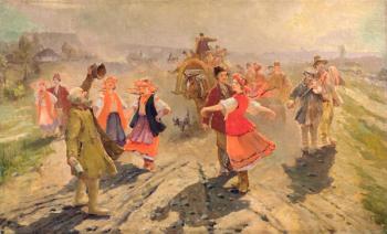 Wedding procession in the Orel region (oil on canvas) | Obraz na stenu