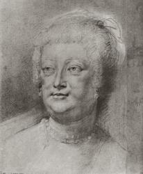 Portrait of Marie de Medici (1573-1642), 1622 ? (pierre noire and red chalk with white highlight) | Obraz na stenu