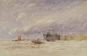 On the Medway, c.1845-50 (w/c with bodycolour over graphite on paper) | Obraz na stenu